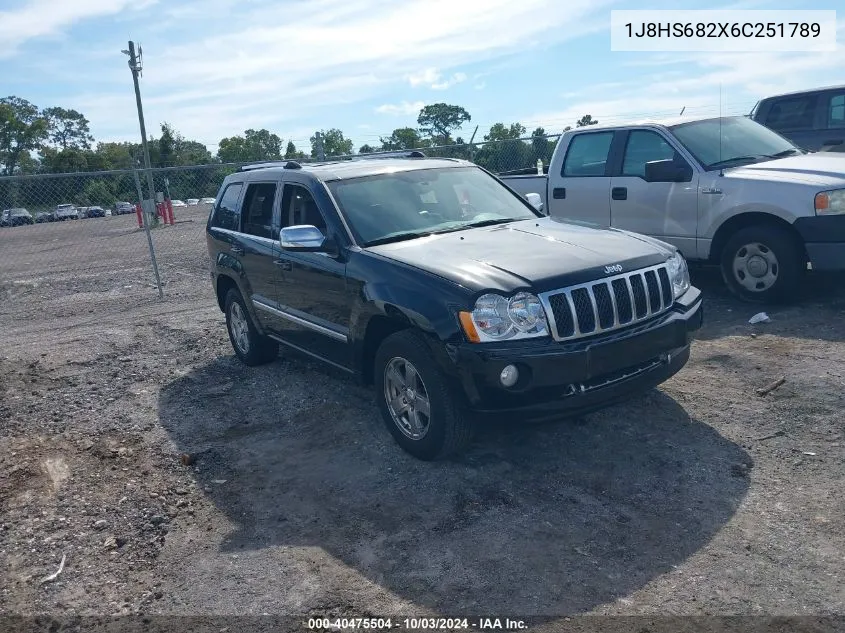 2006 Jeep Grand Cherokee Overland VIN: 1J8HS682X6C251789 Lot: 40475504