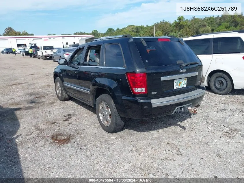 2006 Jeep Grand Cherokee Overland VIN: 1J8HS682X6C251789 Lot: 40475504