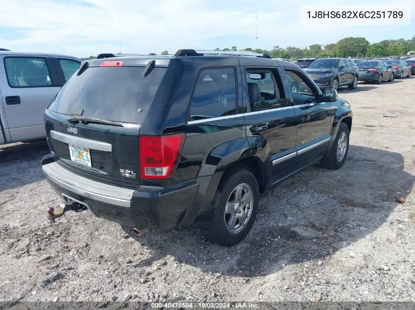 2006 Jeep Grand Cherokee Overland VIN: 1J8HS682X6C251789 Lot: 40475504