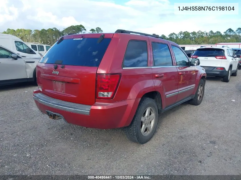 2006 Jeep Grand Cherokee Limited VIN: 1J4HS58N76C198104 Lot: 40498441