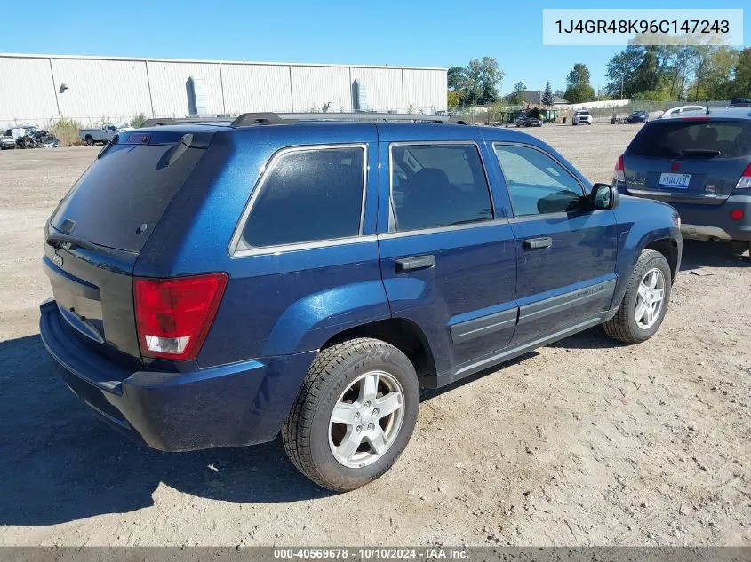 2006 Jeep Grand Cherokee Laredo VIN: 1J4GR48K96C147243 Lot: 40569678