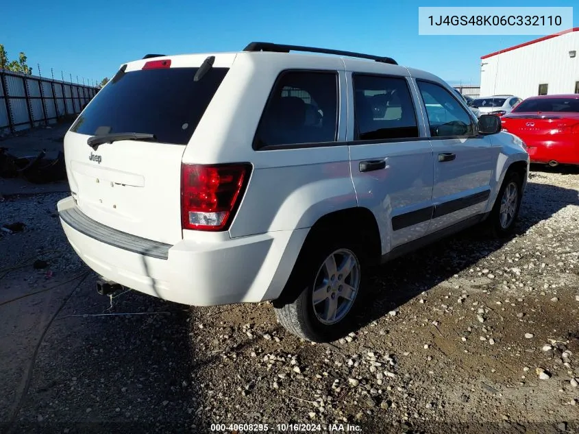 2006 Jeep Grand Cherokee Laredo VIN: 1J4GS48K06C332110 Lot: 40608295