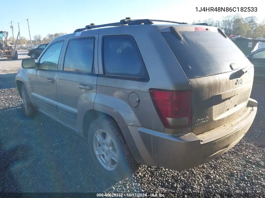 2006 Jeep Grand Cherokee Laredo VIN: 1J4HR48N86C182533 Lot: 40629332