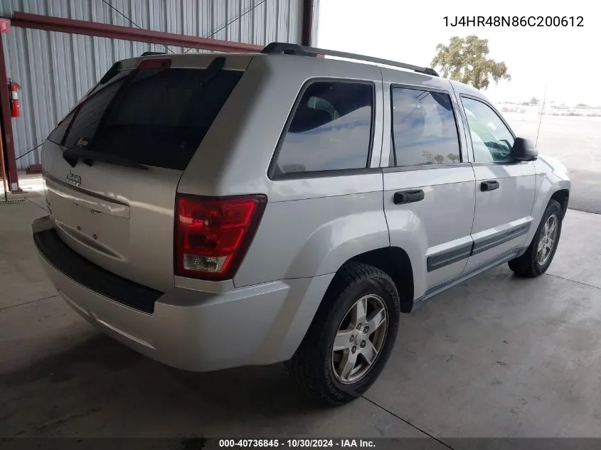 2006 Jeep Grand Cherokee Laredo VIN: 1J4HR48N86C200612 Lot: 40736845