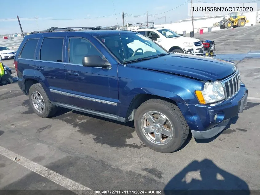 2006 Jeep Grand Cherokee Limited VIN: 1J4HS58N76C175020 Lot: 40772711