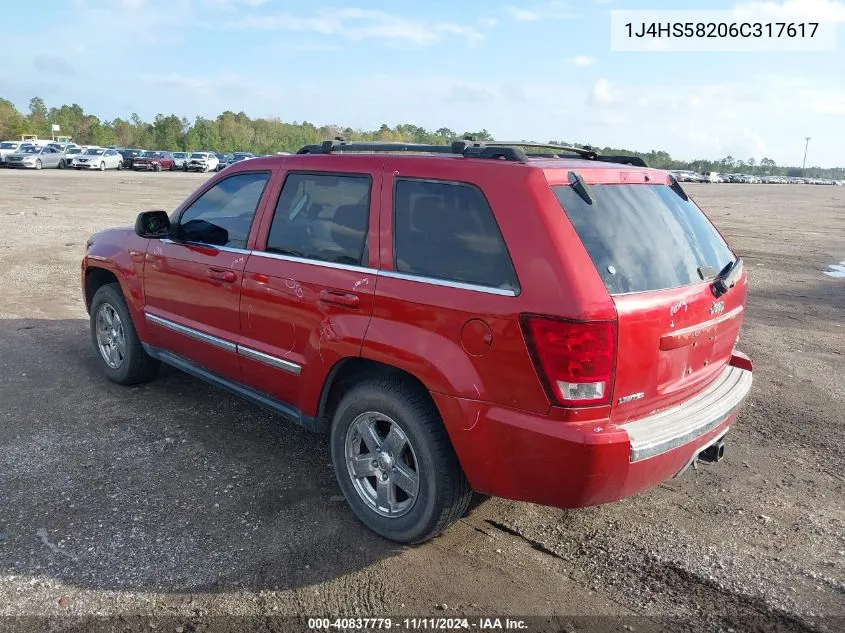 2006 Jeep Grand Cherokee Limited VIN: 1J4HS58206C317617 Lot: 40837779