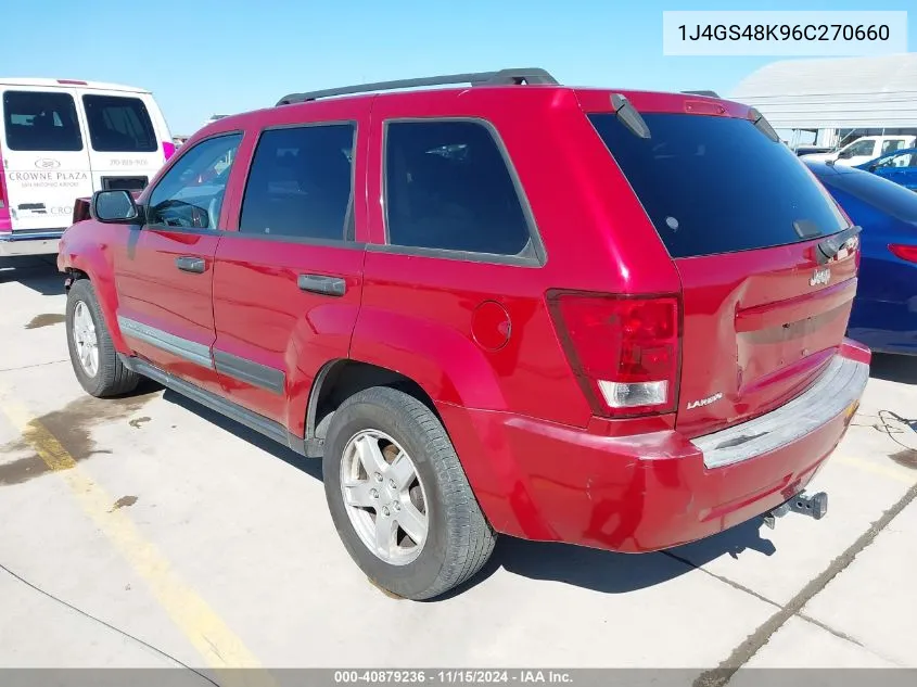 2006 Jeep Grand Cherokee Laredo VIN: 1J4GS48K96C270660 Lot: 40879236