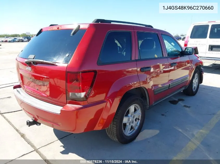 2006 Jeep Grand Cherokee Laredo VIN: 1J4GS48K96C270660 Lot: 40879236