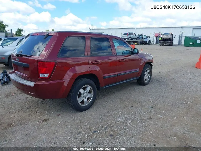 2007 Jeep Grand Cherokee Laredo VIN: 1J8GS48K17C653136 Lot: 40076279