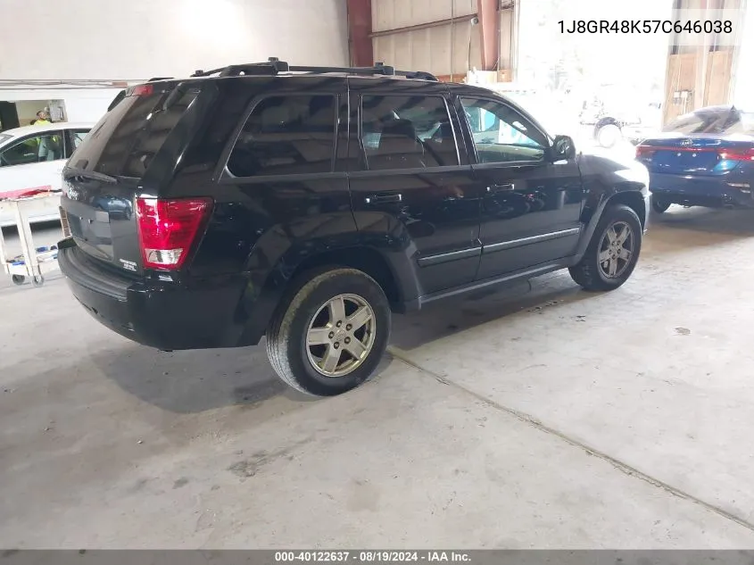 2007 Jeep Grand Cherokee Laredo VIN: 1J8GR48K57C646038 Lot: 40122637