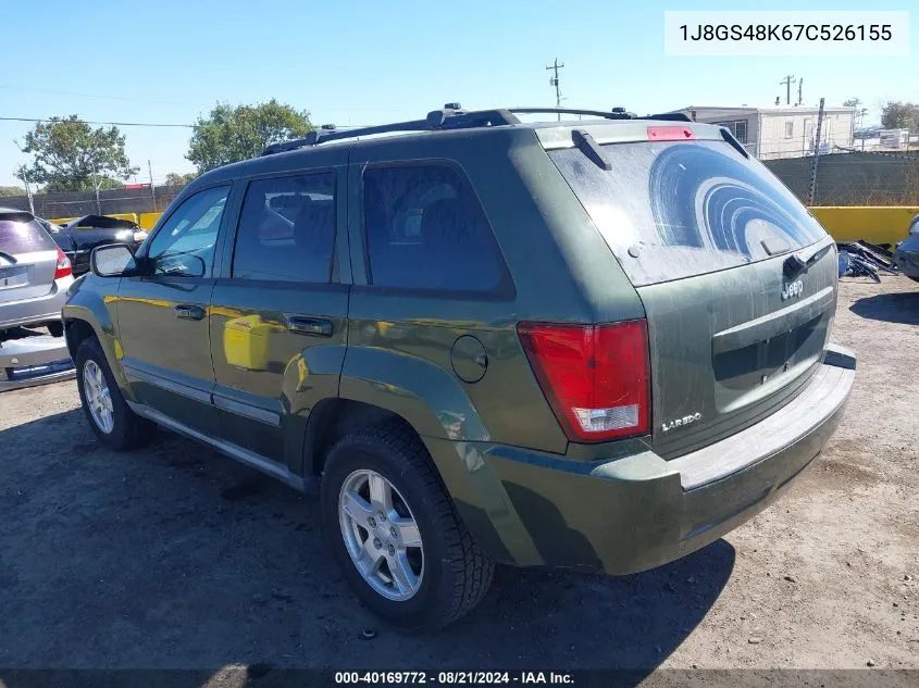 2007 Jeep Grand Cherokee Laredo VIN: 1J8GS48K67C526155 Lot: 40169772