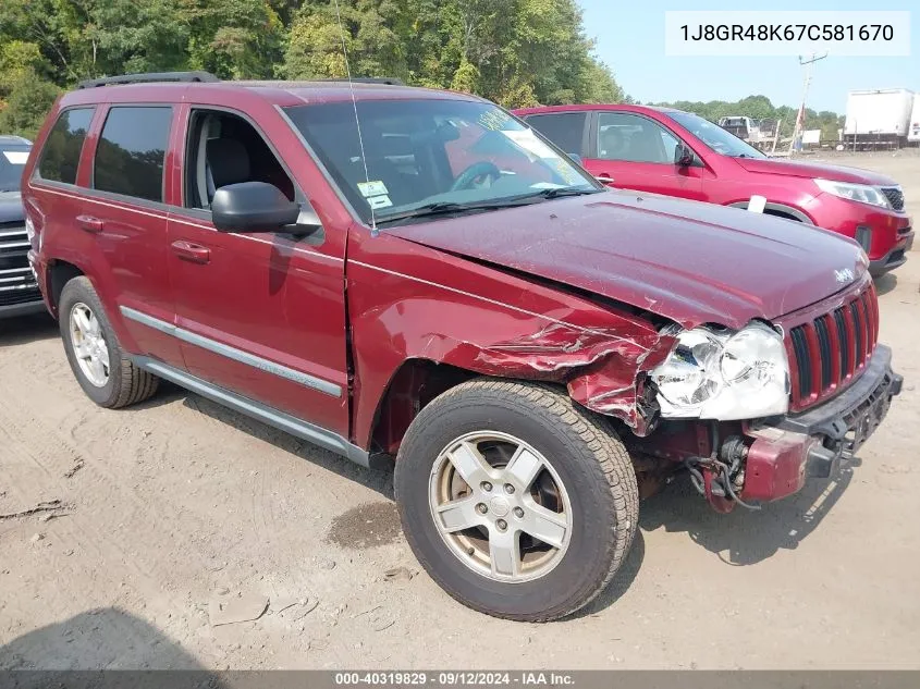 2007 Jeep Grand Cherokee Laredo/Columbia/Freedom VIN: 1J8GR48K67C581670 Lot: 40319829