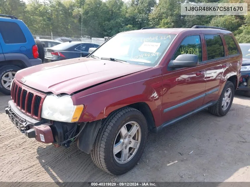 2007 Jeep Grand Cherokee Laredo/Columbia/Freedom VIN: 1J8GR48K67C581670 Lot: 40319829