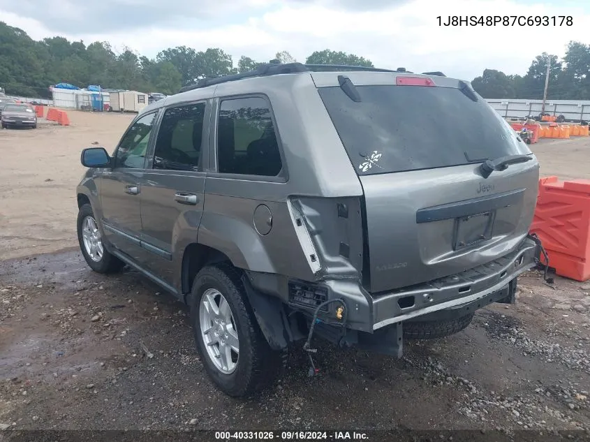 1J8HS48P87C693178 2007 Jeep Grand Cherokee Laredo