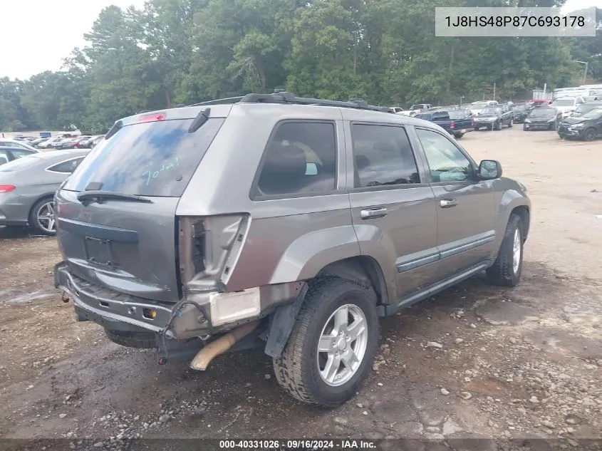 2007 Jeep Grand Cherokee Laredo VIN: 1J8HS48P87C693178 Lot: 40331026