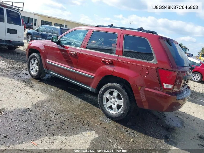 2007 Jeep Grand Cherokee Laredo VIN: 1J8GS48K87C646863 Lot: 40350832