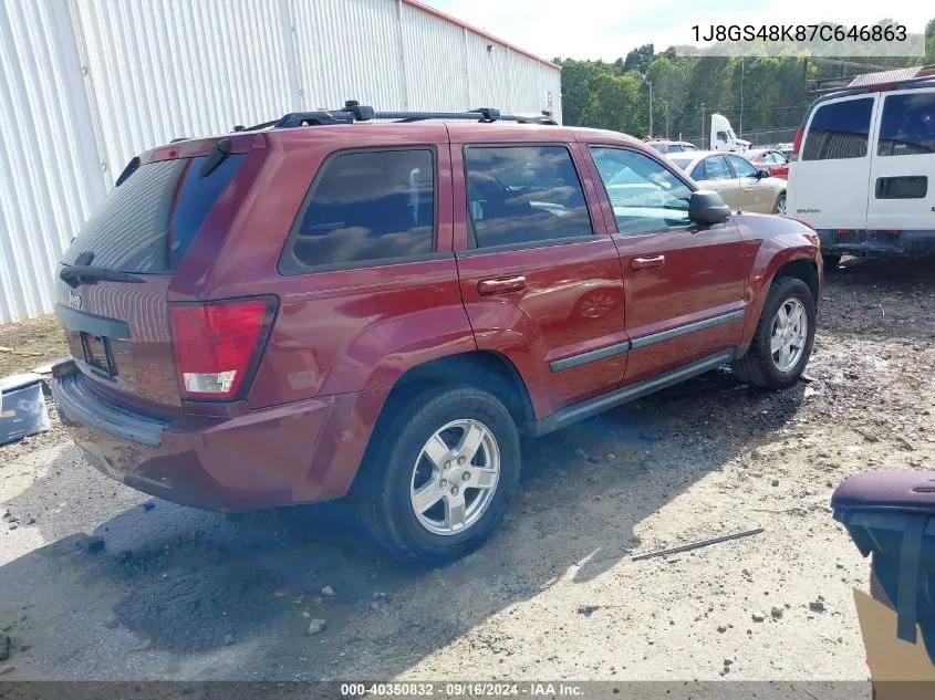 1J8GS48K87C646863 2007 Jeep Grand Cherokee Laredo