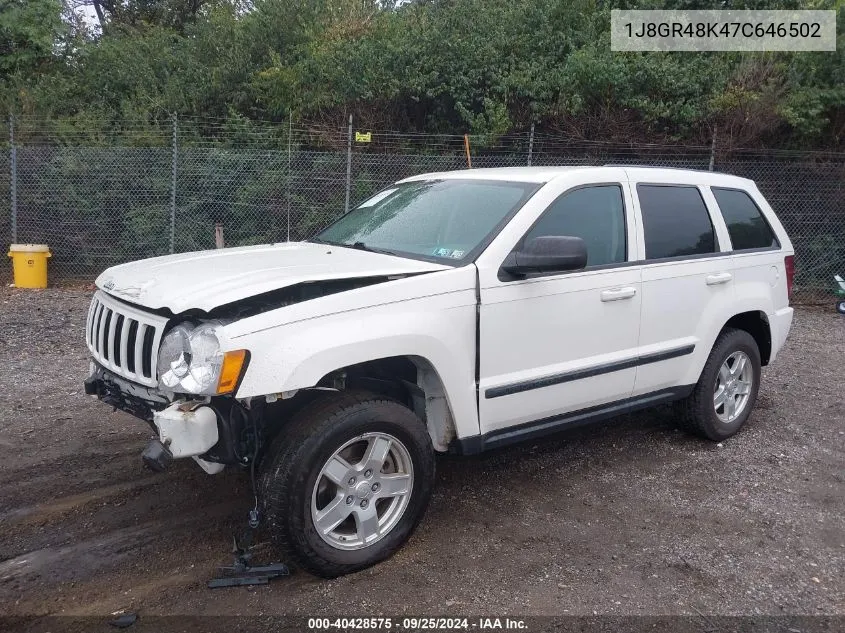 1J8GR48K47C646502 2007 Jeep Grand Cherokee Laredo