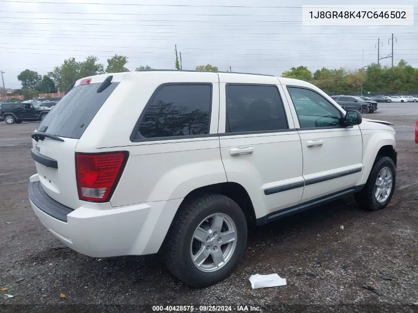 1J8GR48K47C646502 2007 Jeep Grand Cherokee Laredo