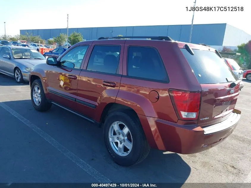 2007 Jeep Grand Cherokee Laredo VIN: 1J8GS48K17C512518 Lot: 40497429