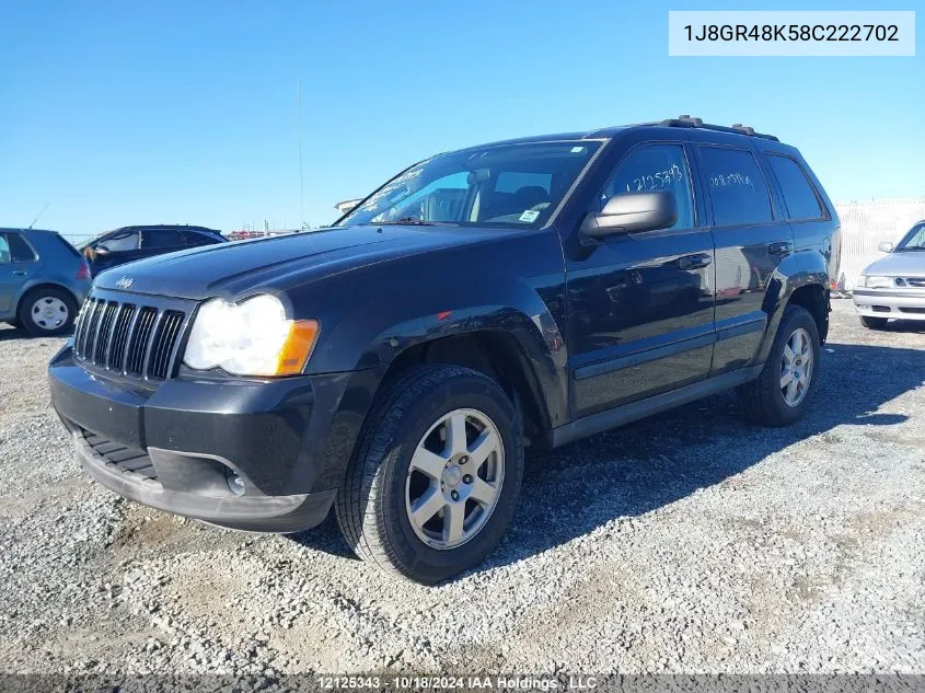 2008 Jeep Grand Cherokee Laredo VIN: 1J8GR48K58C222702 Lot: 12125343