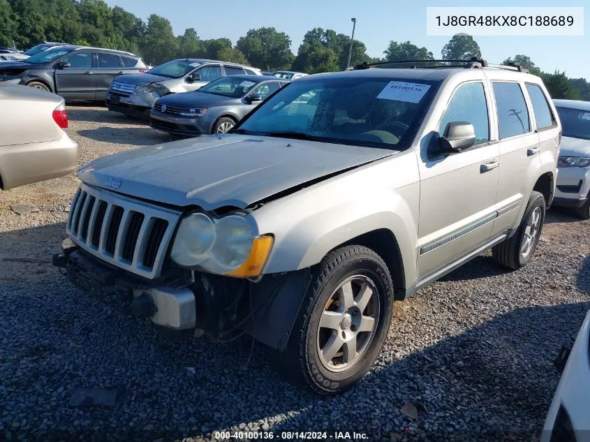 2008 Jeep Grand Cherokee Laredo VIN: 1J8GR48KX8C188689 Lot: 40100136