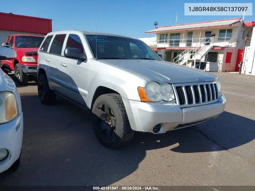 2008 Jeep Grand Cherokee Laredo VIN: 1J8GR48K58C137097 Lot: 40181947