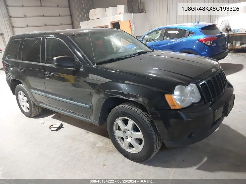 1J8GR48KX8C193326 2008 Jeep Grand Cherokee Laredo