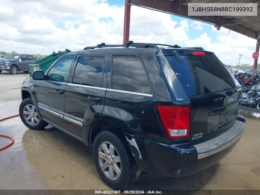 2008 Jeep Grand Cherokee Limited VIN: 1J8HS58N88C199392 Lot: 40227407