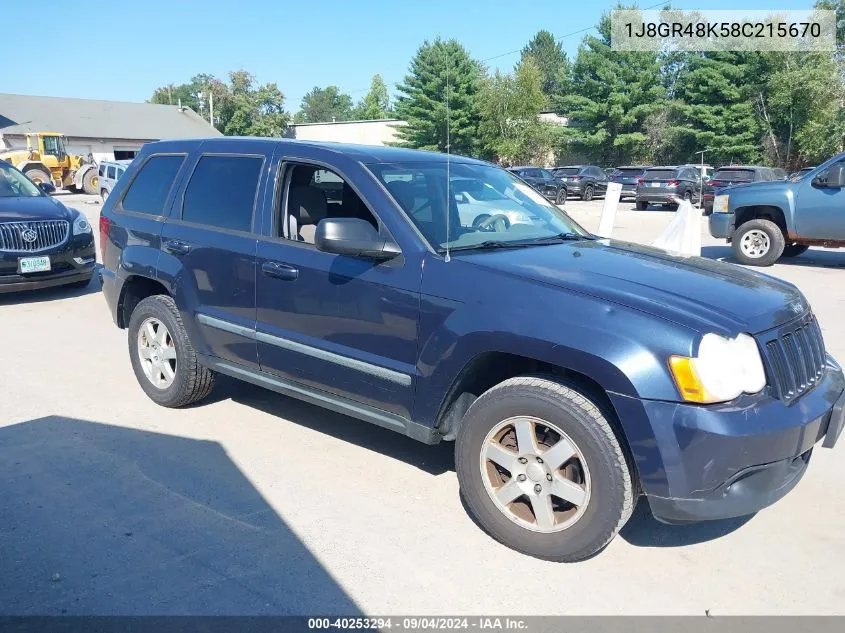 2008 Jeep Grand Cherokee Laredo VIN: 1J8GR48K58C215670 Lot: 40253294