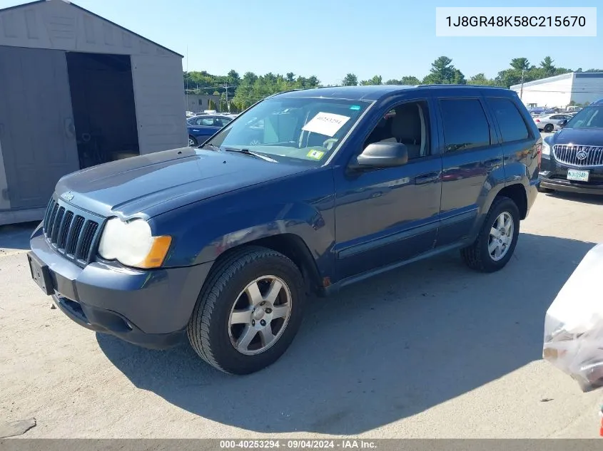 2008 Jeep Grand Cherokee Laredo VIN: 1J8GR48K58C215670 Lot: 40253294