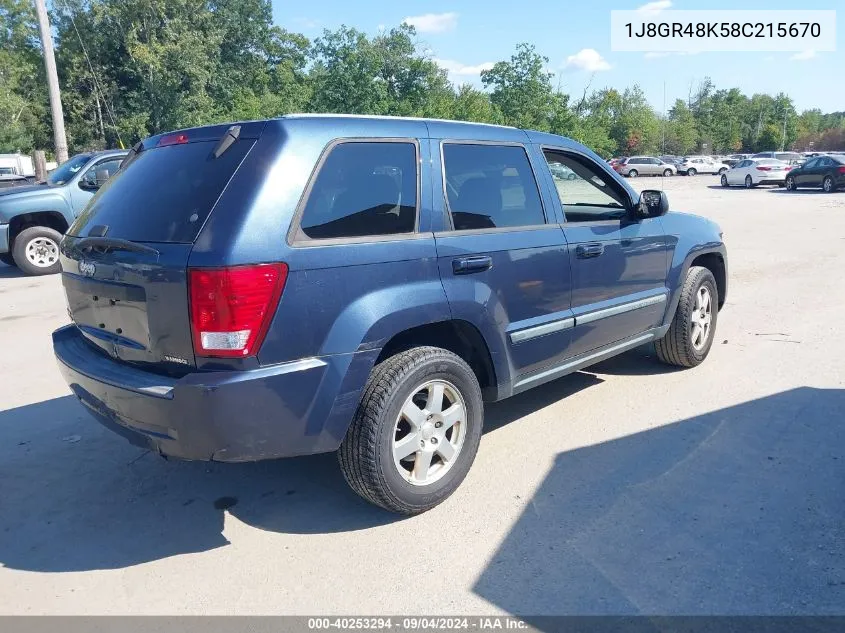 2008 Jeep Grand Cherokee Laredo VIN: 1J8GR48K58C215670 Lot: 40253294