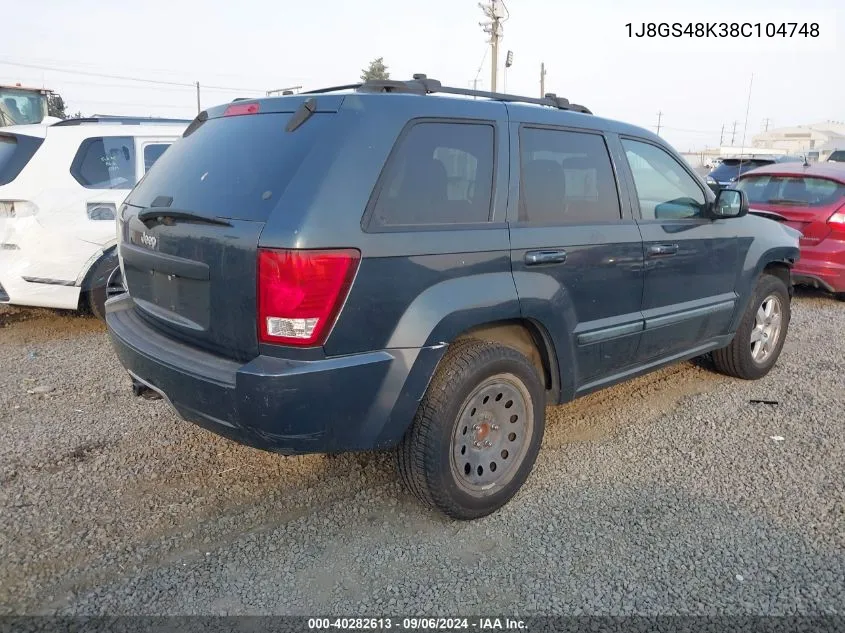 2008 Jeep Grand Cherokee Laredo VIN: 1J8GS48K38C104748 Lot: 40282613