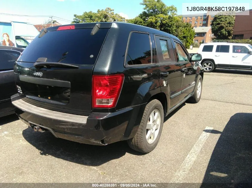 2008 Jeep Grand Cherokee Laredo VIN: 1J8GR48K58C197848 Lot: 40288391