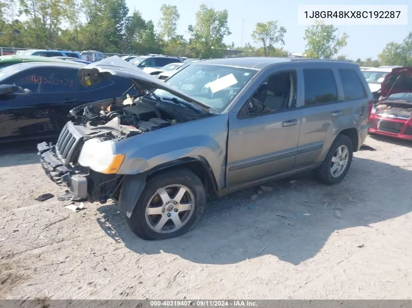 2008 Jeep Grand Cherokee Laredo VIN: 1J8GR48KX8C192287 Lot: 40319407