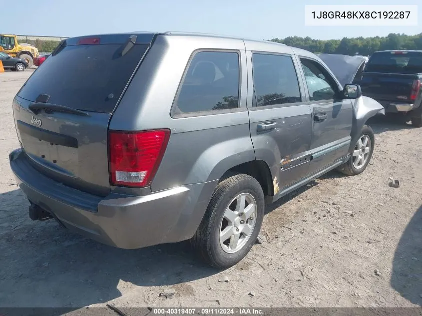 1J8GR48KX8C192287 2008 Jeep Grand Cherokee Laredo