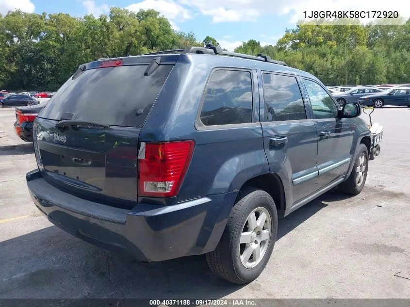 1J8GR48K58C172920 2008 Jeep Grand Cherokee Laredo