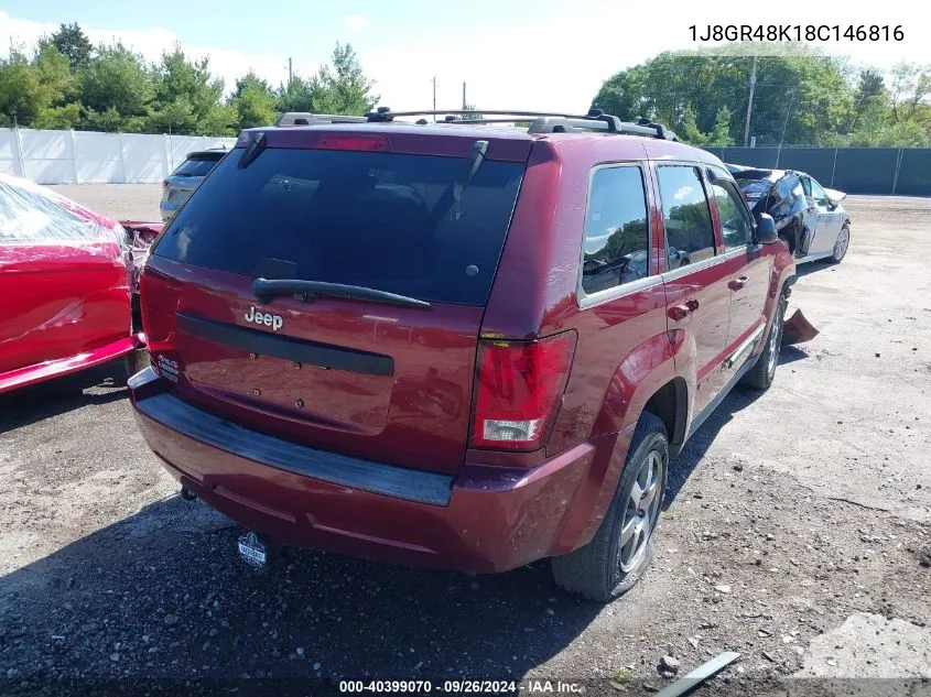 2008 Jeep Grand Cherokee Laredo VIN: 1J8GR48K18C146816 Lot: 40399070