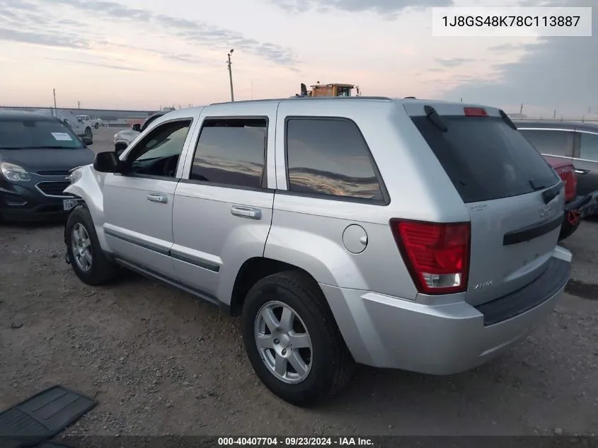 2008 Jeep Grand Cherokee Laredo VIN: 1J8GS48K78C113887 Lot: 40407704