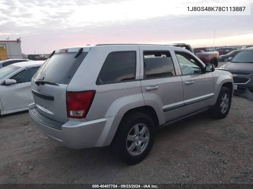 2008 Jeep Grand Cherokee Laredo VIN: 1J8GS48K78C113887 Lot: 40407704