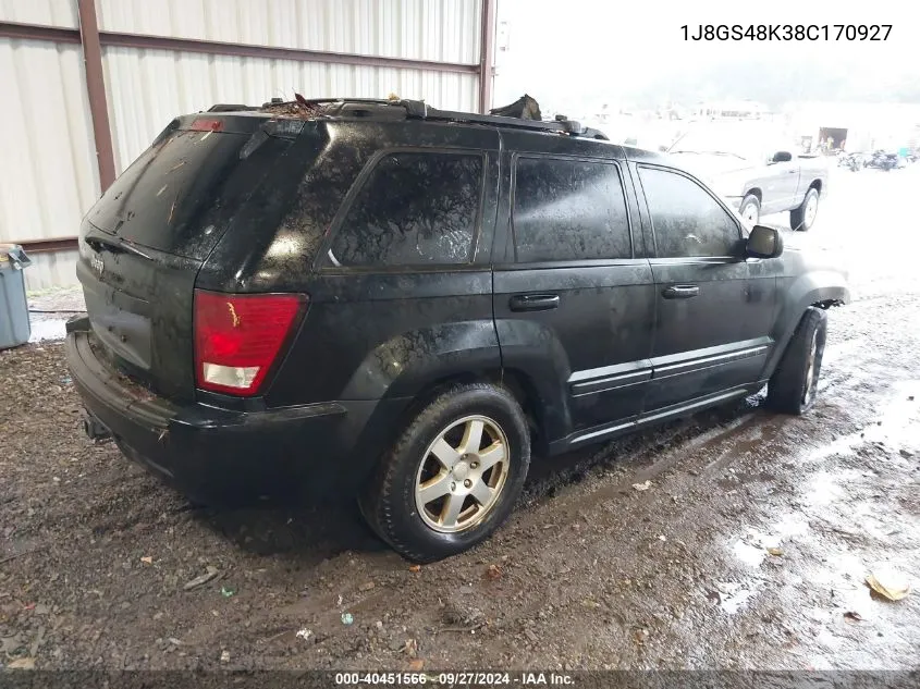 2008 Jeep Grand Cherokee Laredo VIN: 1J8GS48K38C170927 Lot: 40451566