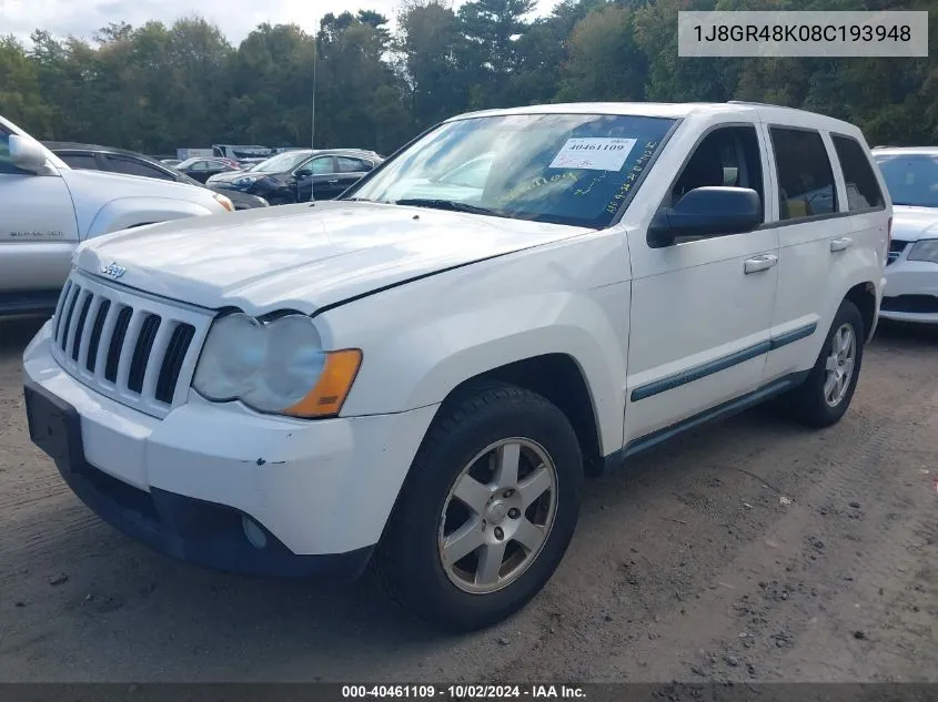 2008 Jeep Grand Cherokee Laredo VIN: 1J8GR48K08C193948 Lot: 40461109