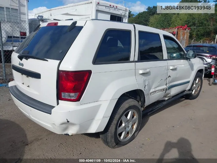 2008 Jeep Grand Cherokee Laredo VIN: 1J8GR48K08C193948 Lot: 40461109