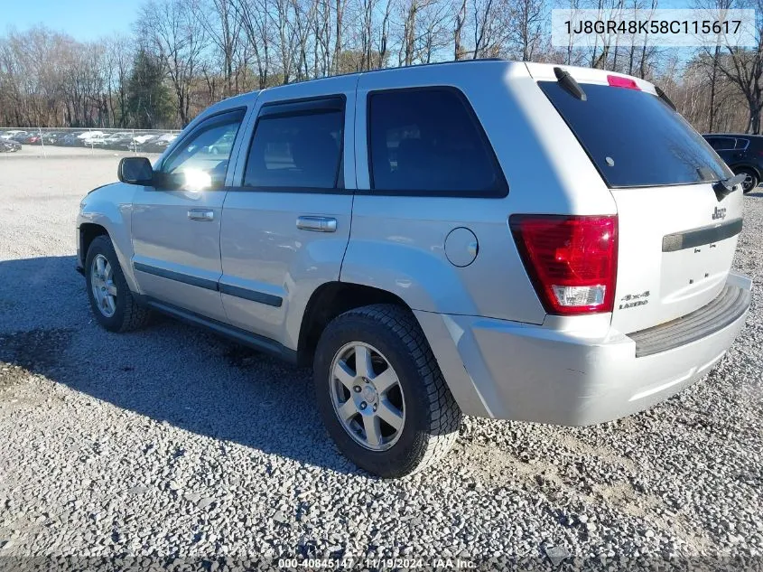 2008 Jeep Grand Cherokee Laredo VIN: 1J8GR48K58C115617 Lot: 40845147