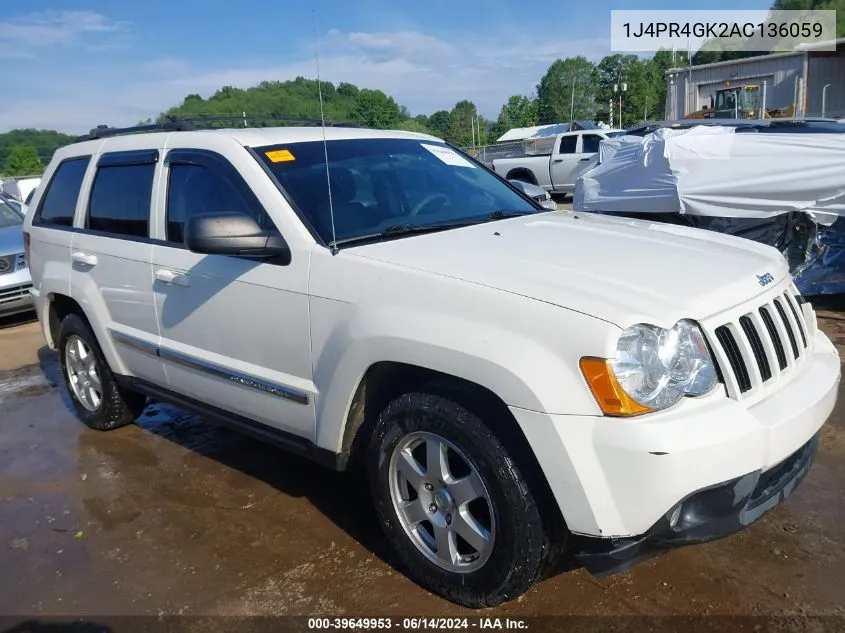 2010 Jeep Grand Cherokee Laredo VIN: 1J4PR4GK2AC136059 Lot: 39649953