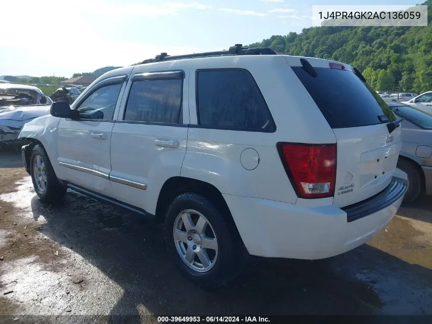 1J4PR4GK2AC136059 2010 Jeep Grand Cherokee Laredo