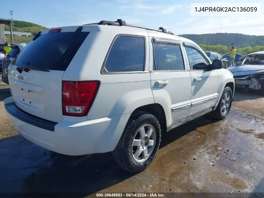 1J4PR4GK2AC136059 2010 Jeep Grand Cherokee Laredo