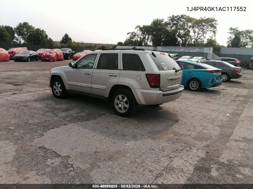 2010 Jeep Grand Cherokee Laredo VIN: 1J4PR4GK1AC117552 Lot: 40099285