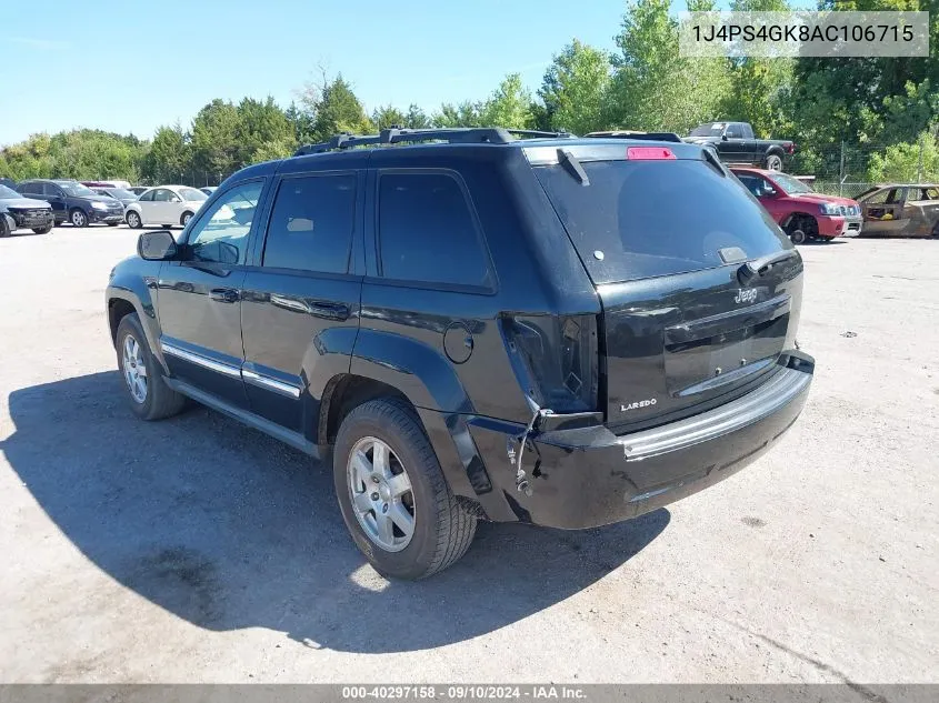 2010 Jeep Grand Cherokee Laredo VIN: 1J4PS4GK8AC106715 Lot: 40297158