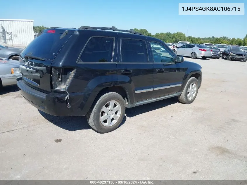 2010 Jeep Grand Cherokee Laredo VIN: 1J4PS4GK8AC106715 Lot: 40297158